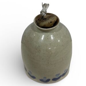 Handcrafted Ceramic Oil Lamp Infuser With Cotton Wick Vase Blue Heart Design